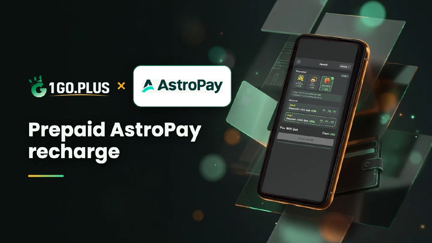1GO Plus and AstroPay logos beside a phone showing the 1GO Plus deposit screen