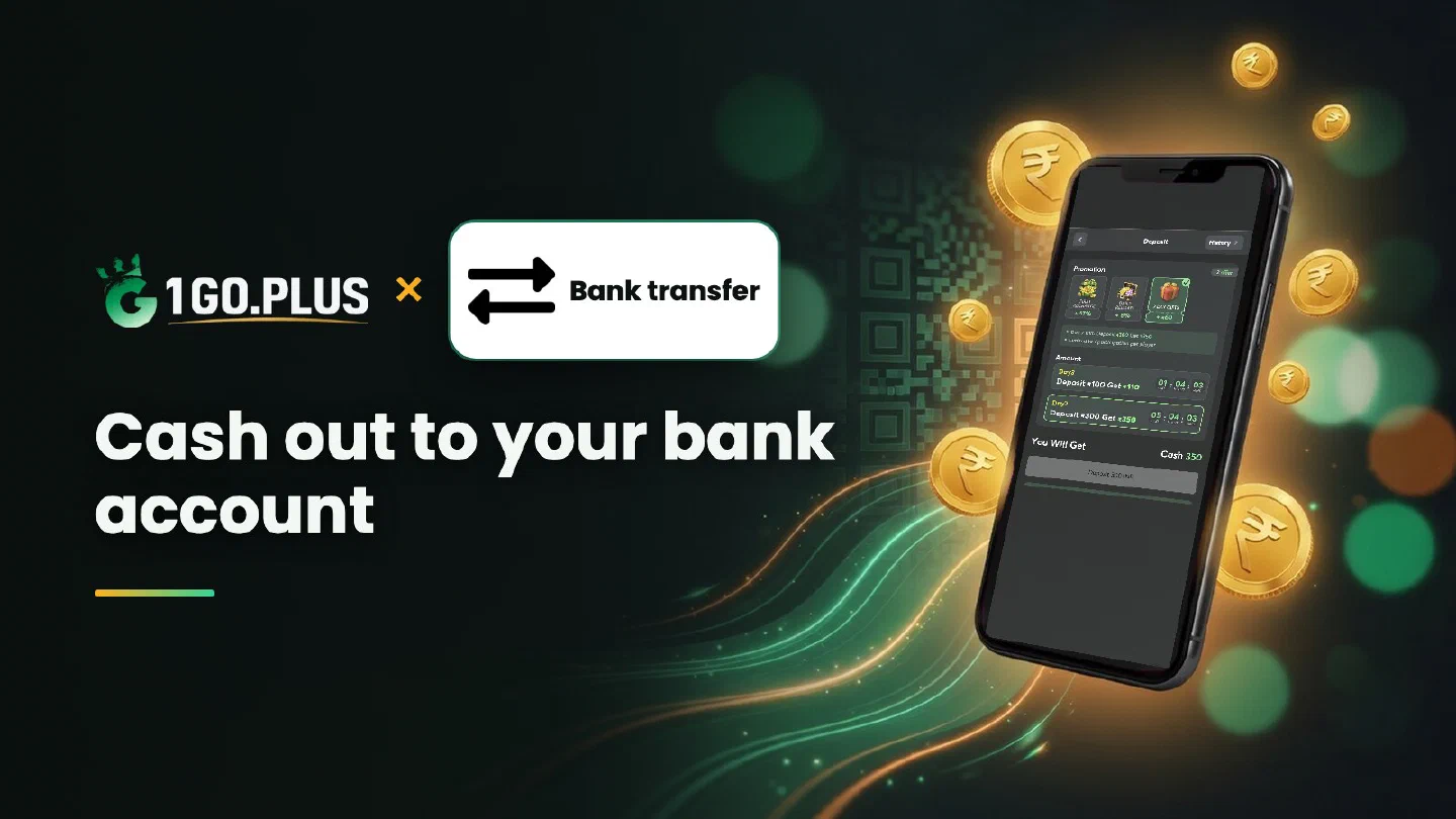 1GO Plus logo and a bank transfer mark beside a phone showing the 1GO Plus deposit screen
