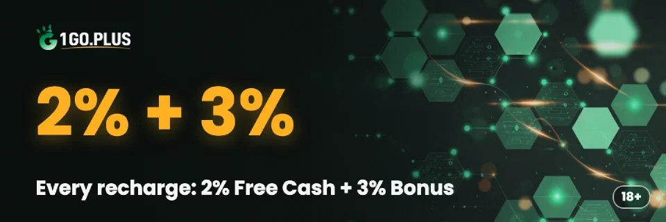 1GO Plus recharge bonus: 2% Free Cash + 3% Bonus