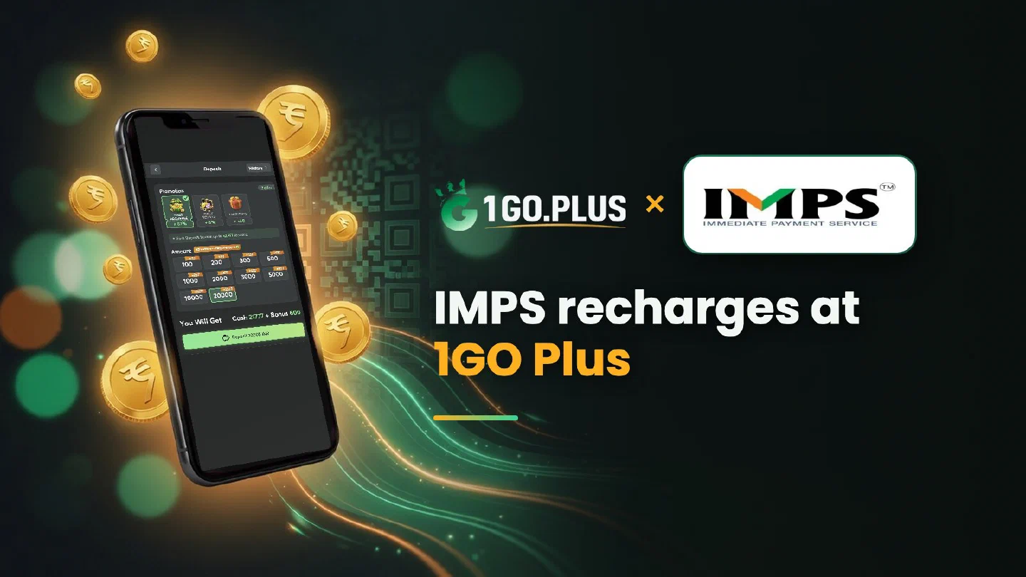 1GO Plus and IMPS logos beside a phone showing the 1GO Plus deposit screen