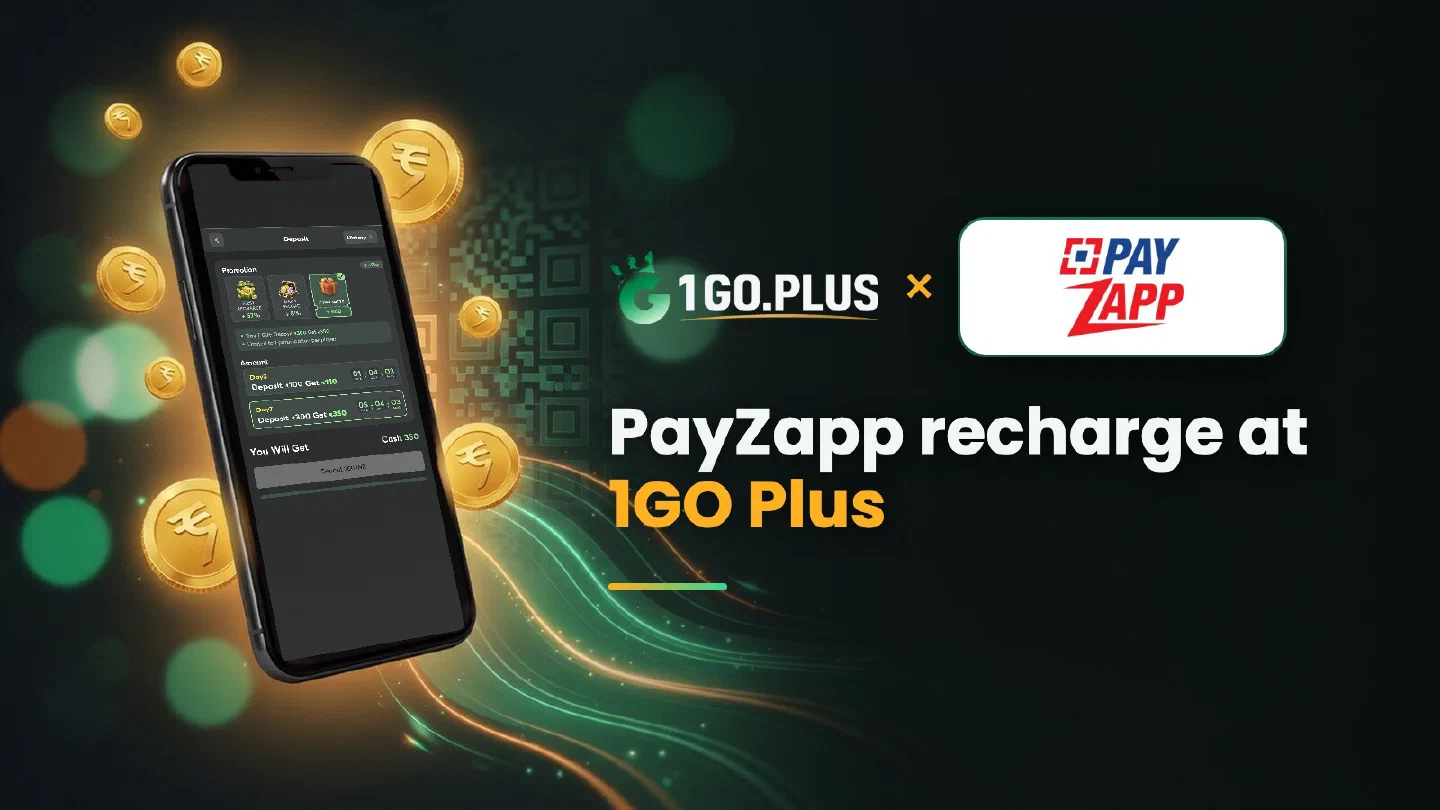 1GO Plus and PayZapp logos beside a phone showing the 1GO Plus deposit screen